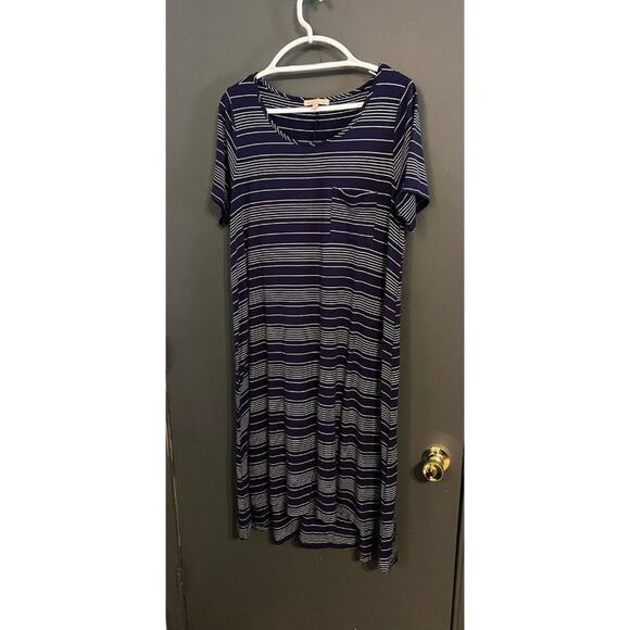 gibson latimer navy and white stripped comfortable dress size L - Picture 1 of 7